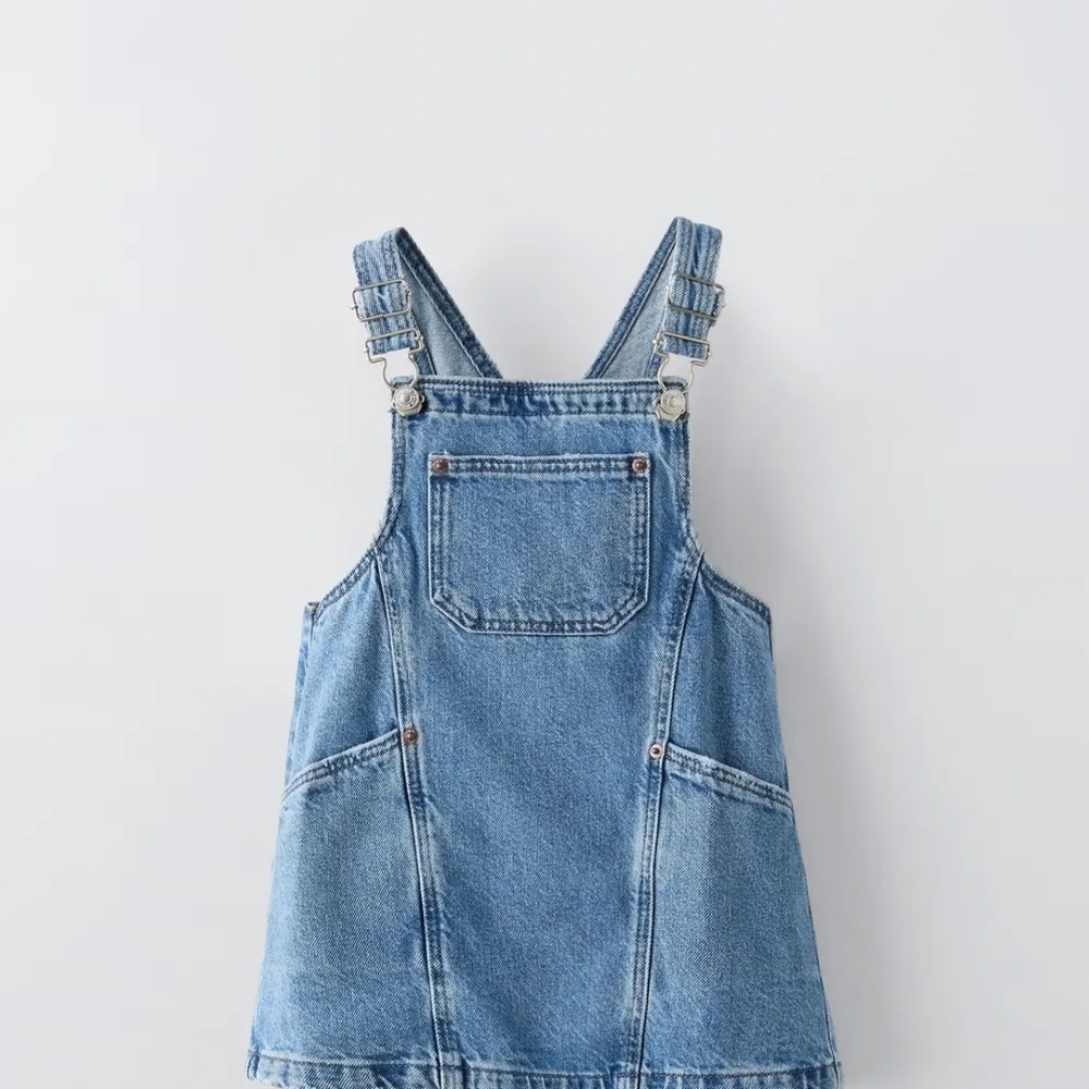 Zara Classic Blue Kids Denim Pinafore Dress size 6, New condition